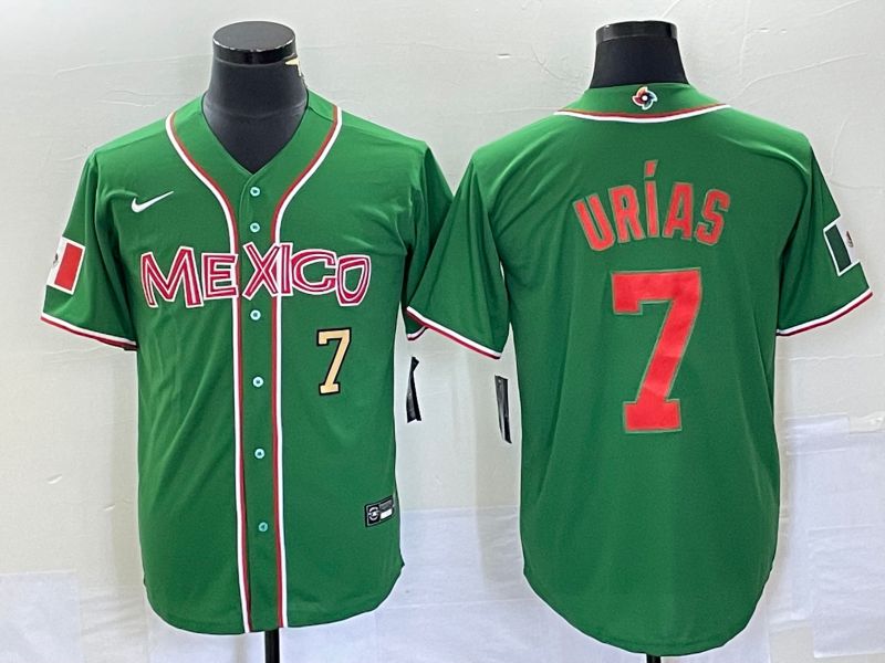 Men 2023 World Cub Mexico 7 Urias Green orange Nike MLB Jersey